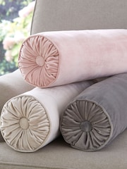Laura Ashley Velvet Blush Pink Rosanna Bolster Cushion - Image 2 of 2
