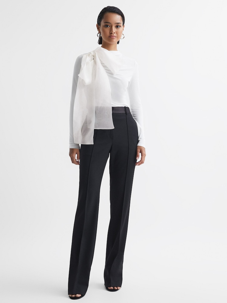 Reiss White Mabel Long Sleeve Bow T-Shirt - Image 1 of 6
