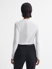Reiss White Mabel Long Sleeve Bow T-Shirt - Image 6 of 6