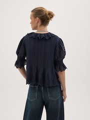 Hush Blue Koa Cotton Broderie Blouse - Image 3 of 6