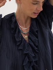 Hush Blue Koa Cotton Broderie Blouse - Image 4 of 6