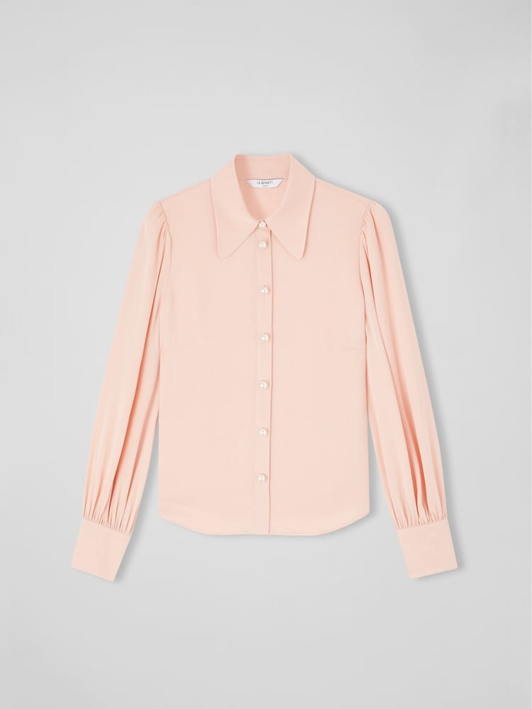 LK Bennett Pink Sonya Crepe Blouse - Image 4 of 4