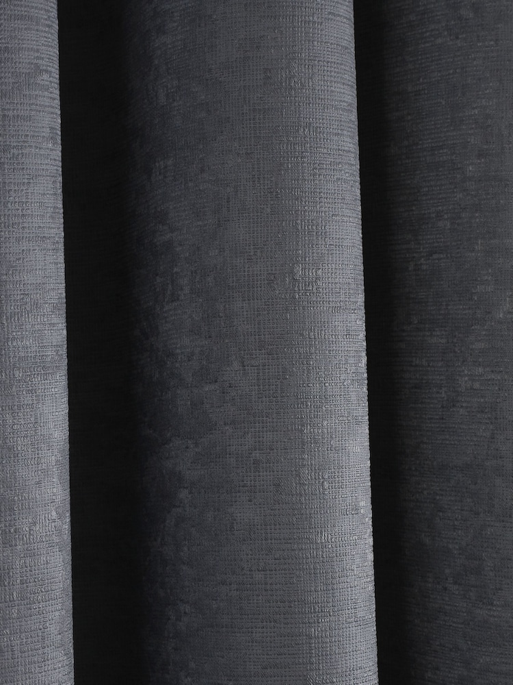 Fusion Strata Room Darkening Woven Pair of Eyelet Curtains - Image 3 of 4