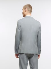 River Island Grey Skinny 100% Cotton Twill Suit Jacket - Image 8 of 9