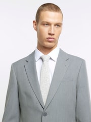 River Island Grey Skinny 100% Cotton Twill Suit Jacket - Image 7 of 9