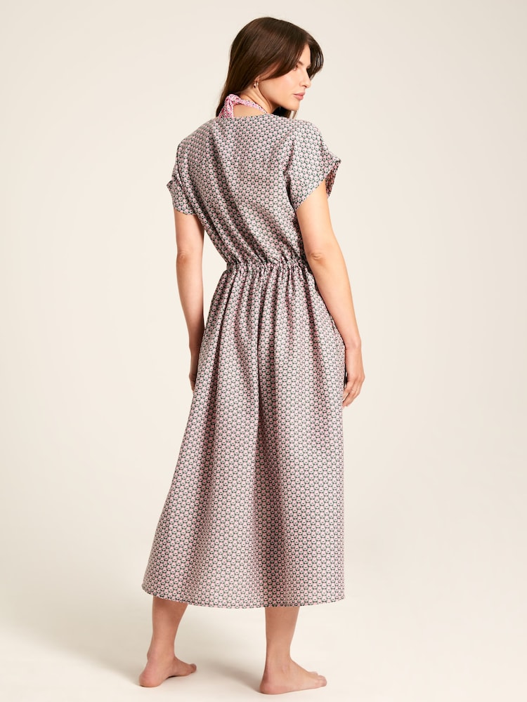 Joules Brooke Green/Pink Printed Beach Dress - Image 2 of 6 Joules Brooke Green/Pink Printed Beach Dress - Image 2 of 6
