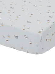 Little Dutch Blue Junior Sailors Bay 100% Cotton Fitted Sheet - Image 2 of 2