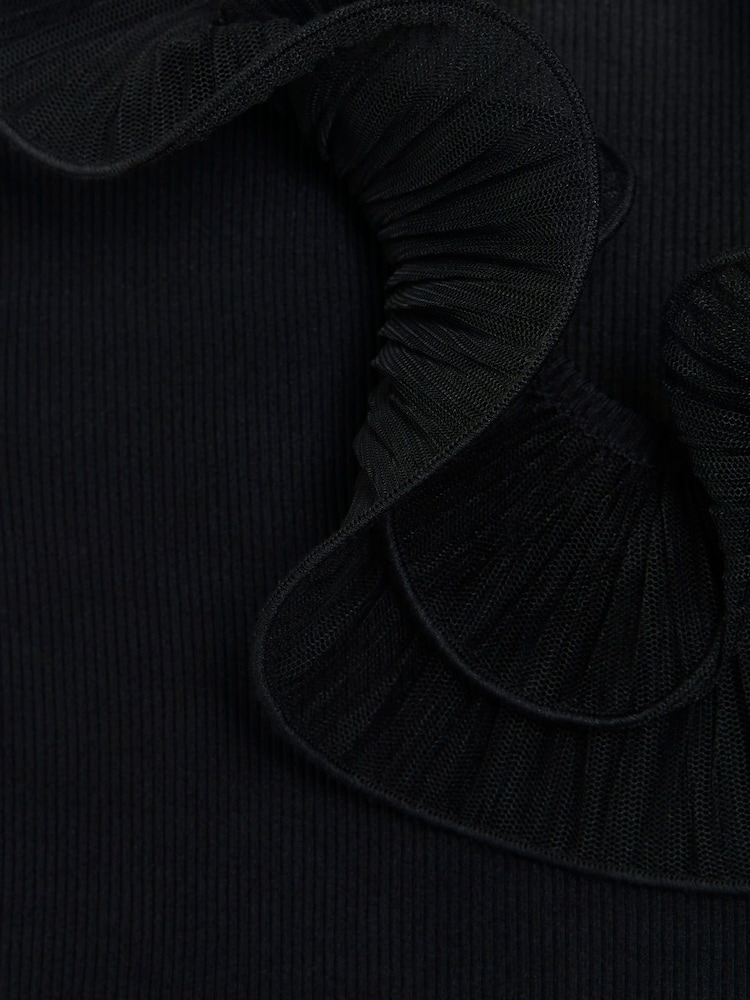 River Island Black Frill V-Neck Bodysuit - Image 6 of 6