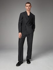 Charcoal Grey EDIT Relaxed Pattern Suit Trousers - Image 1 of 7