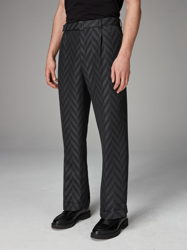 Charcoal Grey EDIT Relaxed Pattern Suit Trousers - Image 2 of 7