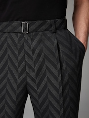 Charcoal Grey EDIT Relaxed Pattern Suit Trousers - Image 4 of 7