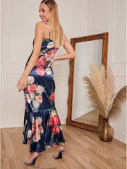 Chi Chi London Blue Petite Sleeveless Floral Print Midi Dress - Image 2 of 5