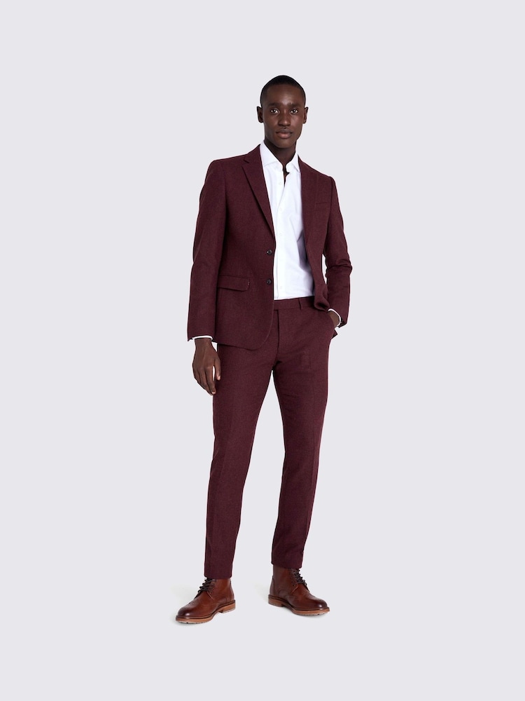 MOSS Red Slim Fit Fig Donegal Tweed Jacket - Image 1 of 5