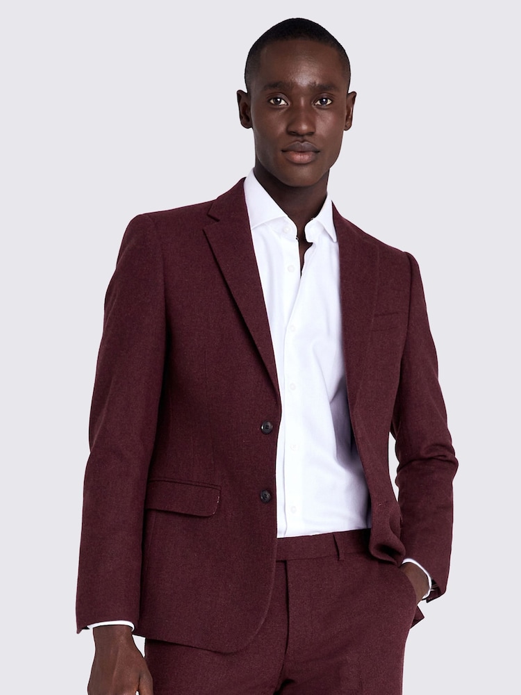 MOSS Red Slim Fit Fig Donegal Tweed Jacket - Image 2 of 5