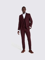 MOSS Red Slim Fit Fig Donegal Tweed Jacket - Image 3 of 5