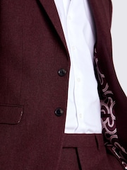 MOSS Red Slim Fit Fig Donegal Tweed Jacket - Image 4 of 5