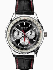 Sekonda Mens Black Leather Strap Watch - Image 1 of 6