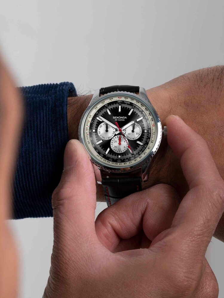 Sekonda Mens Black Leather Strap Watch - Image 6 of 6