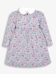JoJo Maman Bébé Ditsy Pink Floral Peter Pan Dress - Image 2 of 3