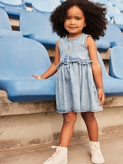Blue Denim 100% Cotton Peplum Dress (3mths-8yrs) - Image 3 of 7