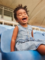 Blue Denim 100% Cotton Peplum Dress (3mths-8yrs) - Image 4 of 7