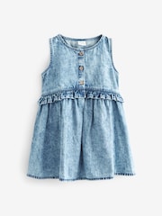 Blue Denim 100% Cotton Peplum Dress (3mths-8yrs) - Image 6 of 7