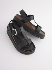 Черный - Кожаные сандалии на платформе с Т-образными ремешками Forever Comfort® - Image 6 of 7