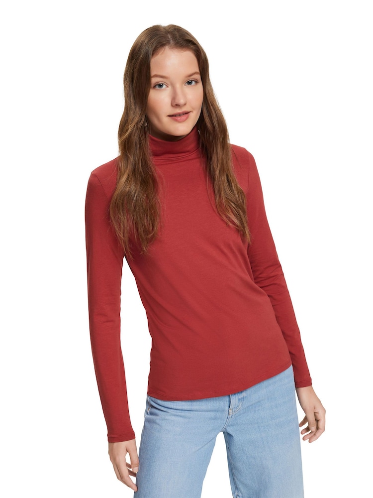 Esprit Orange Terracotta Turtle Neck Long Sleeve Top - Image 1 of 14