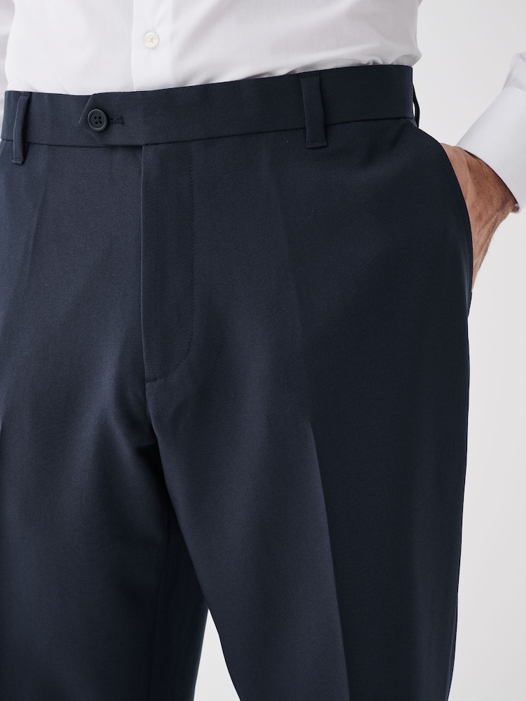 Navy Blue Machine Washable Plain Front Smart Trousers - Image 5 of 9