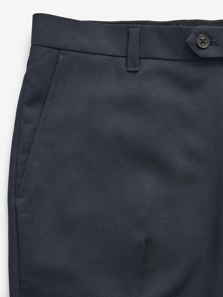 Navy Blue Machine Washable Plain Front Smart Trousers - Image 7 of 9