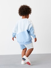 Light Blue Colourblock Sweatshirt And Shorts Set (3mths-7yrs) - Image 3 of 7