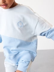 Light Blue Colourblock Sweatshirt And Shorts Set (3mths-7yrs) - Image 4 of 7
