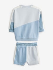 Light Blue Colourblock Sweatshirt And Shorts Set (3mths-7yrs) - Image 6 of 7