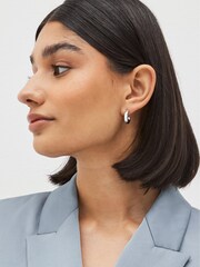 Silver Tone Hoop Earrings And Stud Stacker 5 Pack - Image 2 of 4