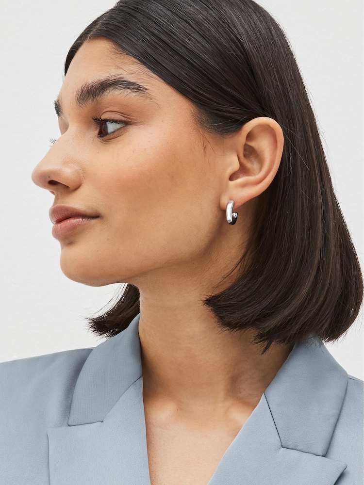 Silver Tone Hoop Earrings And Stud Stacker 5 Pack - Image 2 of 4