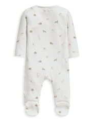 Mamas & Papas Cream 100% Cotton Safari Print Asymmetric Zip All-In-One - Image 3 of 3