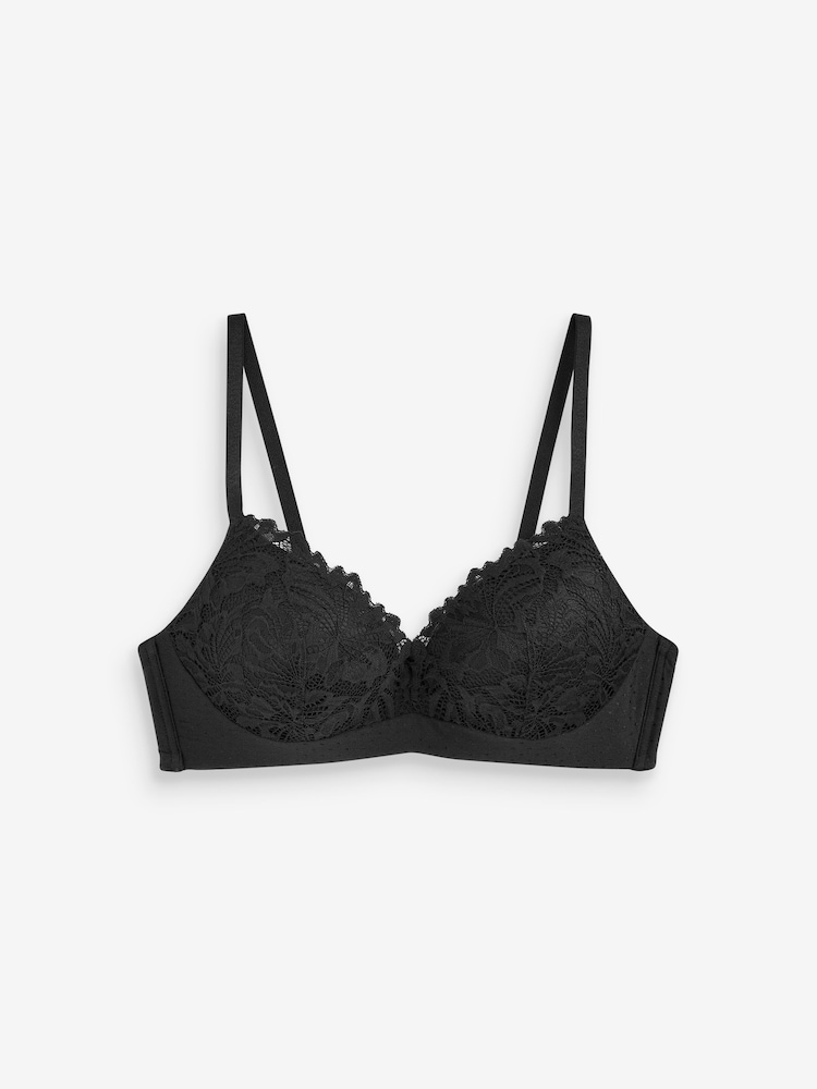 Black Pad Non Wire A-E Lace Ultimate Comfort Bra - Image 6 of 6