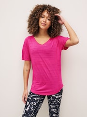 Pink Next Active Sports Short Sleeve V-Neck Top - Image 1 of 4