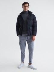 Reiss Navy Ryder Short Puffer Jacket - Image 1 of 6