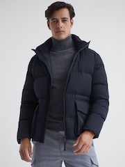 Reiss Navy Ryder Short Puffer Jacket - Image 3 of 6