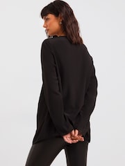 JD Williams Tie Neck Cut Out Black Top - Image 2 of 4