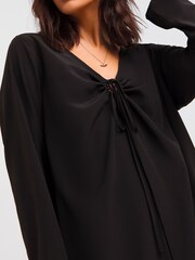 JD Williams Tie Neck Cut Out Black Top - Image 4 of 4