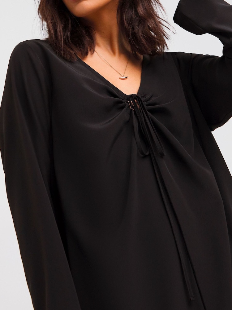 JD Williams Tie Neck Cut Out Black Top - Image 4 of 4 JD Williams Tie Neck Cut Out Black Top - Image 4 of 4