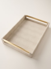 Truly Ivory Cream Luxe Rectangle Shagreen Tray - Image 2 of 2