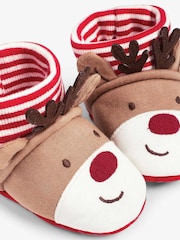 JoJo Maman Bébé Red Reindeer Baby Slippers - Image 2 of 3