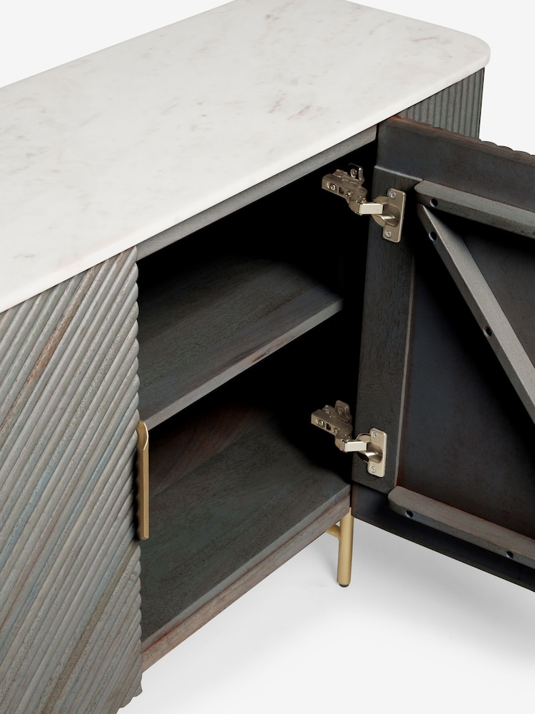 Dark Grey Valencia Marble Mango Wood Large Sideboard - Image 12 of 12