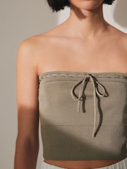 Khaki Green Tie Detail Boobtube - Image 4 of 6
