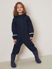Navy Blue Zip Hooded Waterproof Puddlesuit (12mths-10yrs) - Image 1 of 6