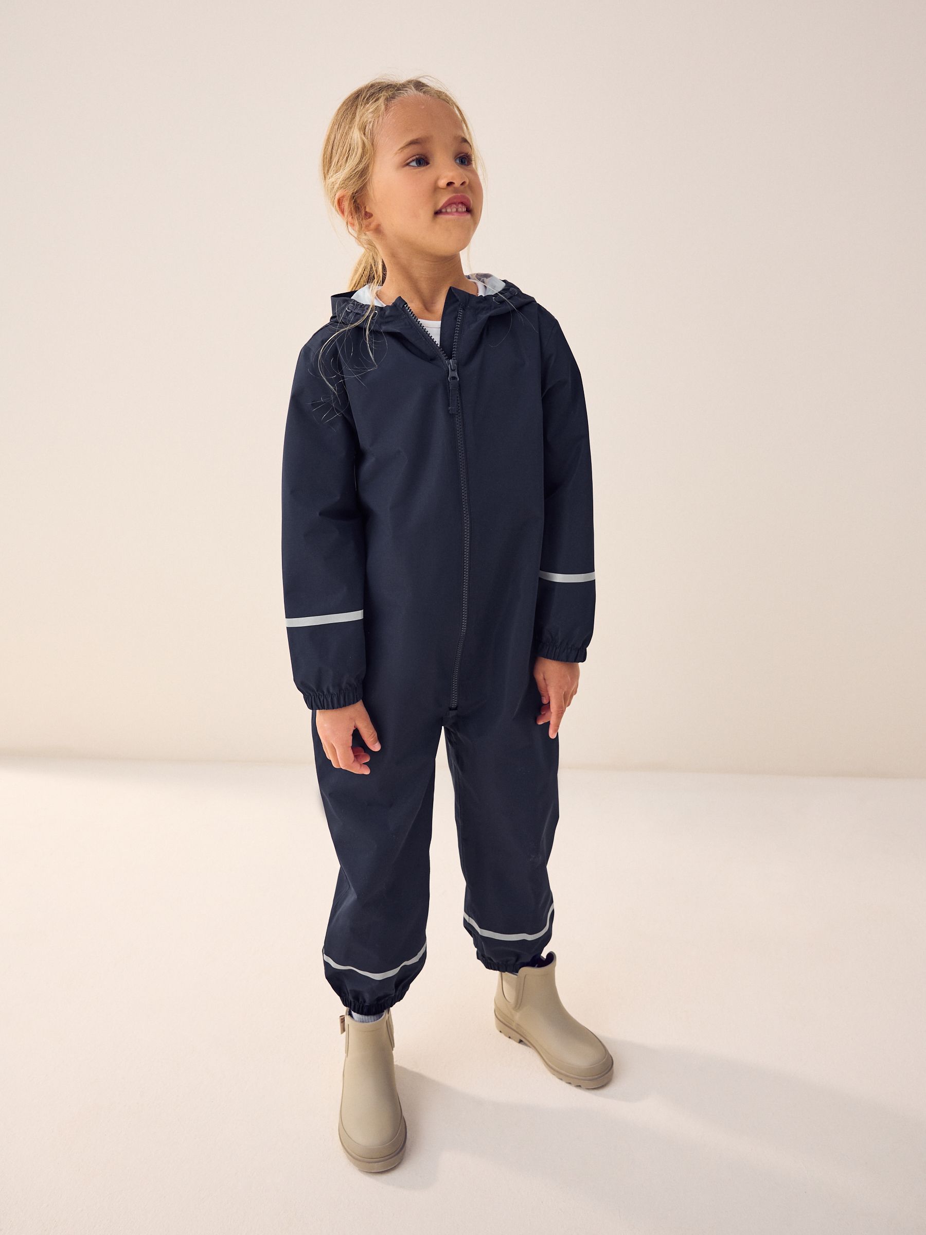 Buy Navy Blue Zip Hooded Waterproof Puddlesuit (12mths-10yrs) from