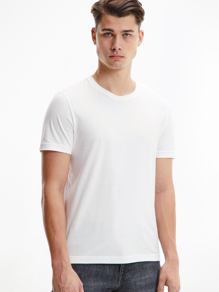 Calvin Klein White Smooth 100% Cotton T-Shirt - Image 1 of 3 Calvin Klein White Smooth 100% Cotton T-Shirt - Image 1 of 3